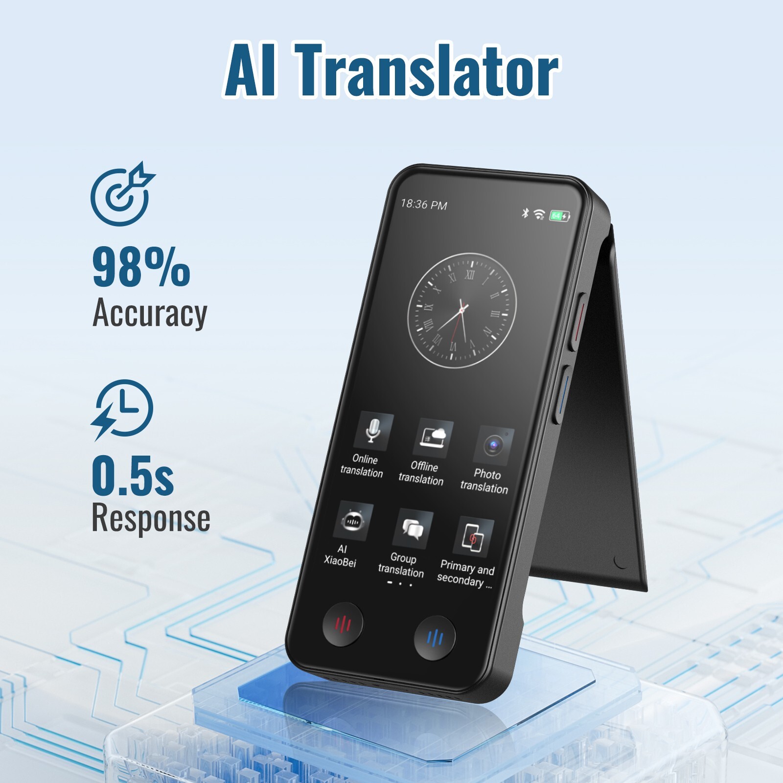 iTour D-Lite Dual-Screen Real-Time Language Translator Device – Detachable