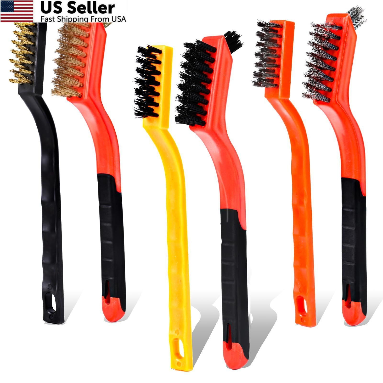 Wire Brush Set 6 Pcs Cleaning Tool Stainless Brass Nylon for Rust Removal USA