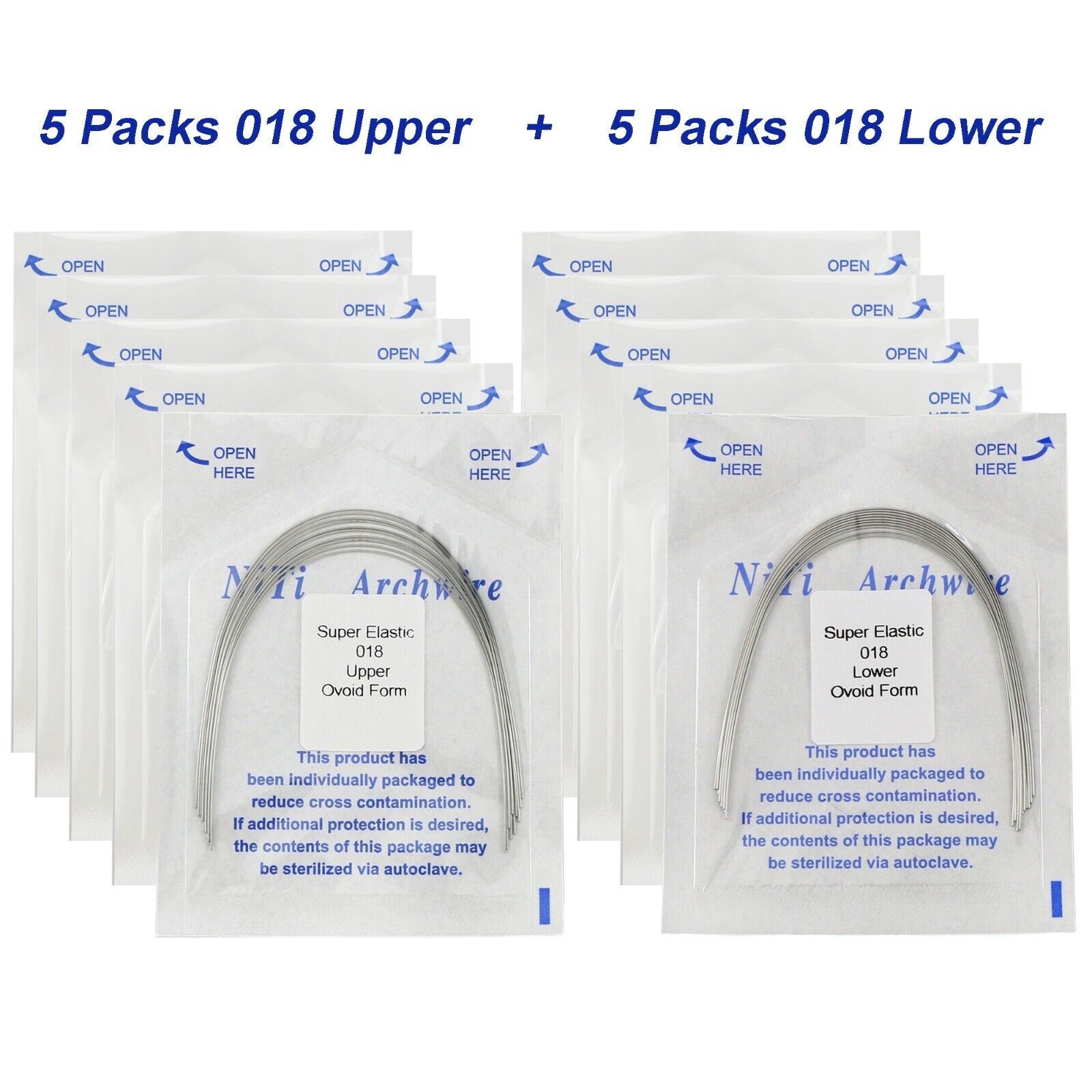 100Pcs Dental Orthodontic Arch Wire NiTi Ovoid Round Rectangular 012-020 U/L