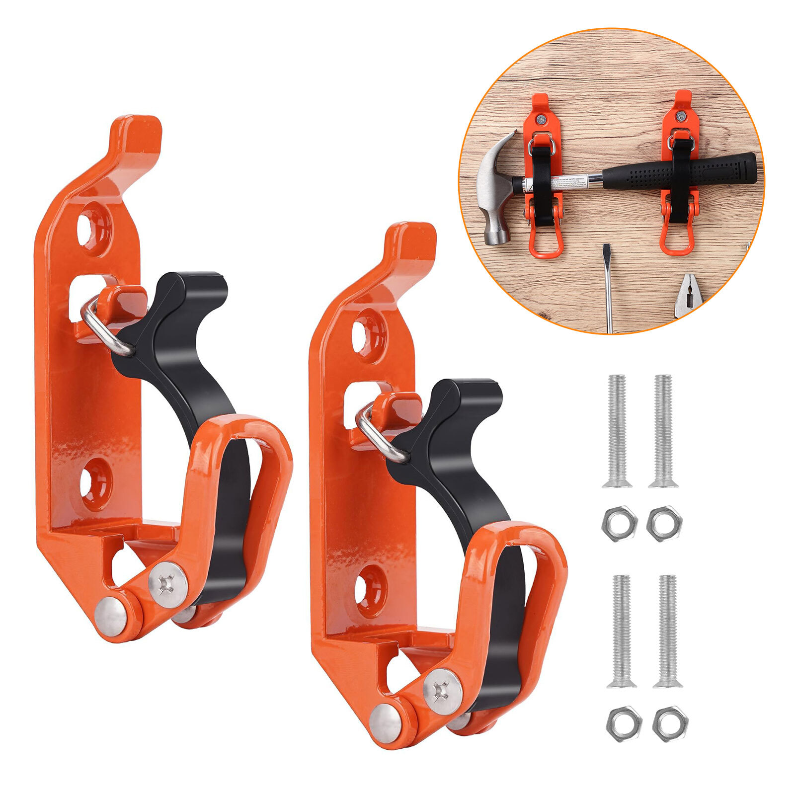 2pcs Shovel Mounts for Roof Rack Metal Rubber Clamp Mounting Kit Shovel Holder