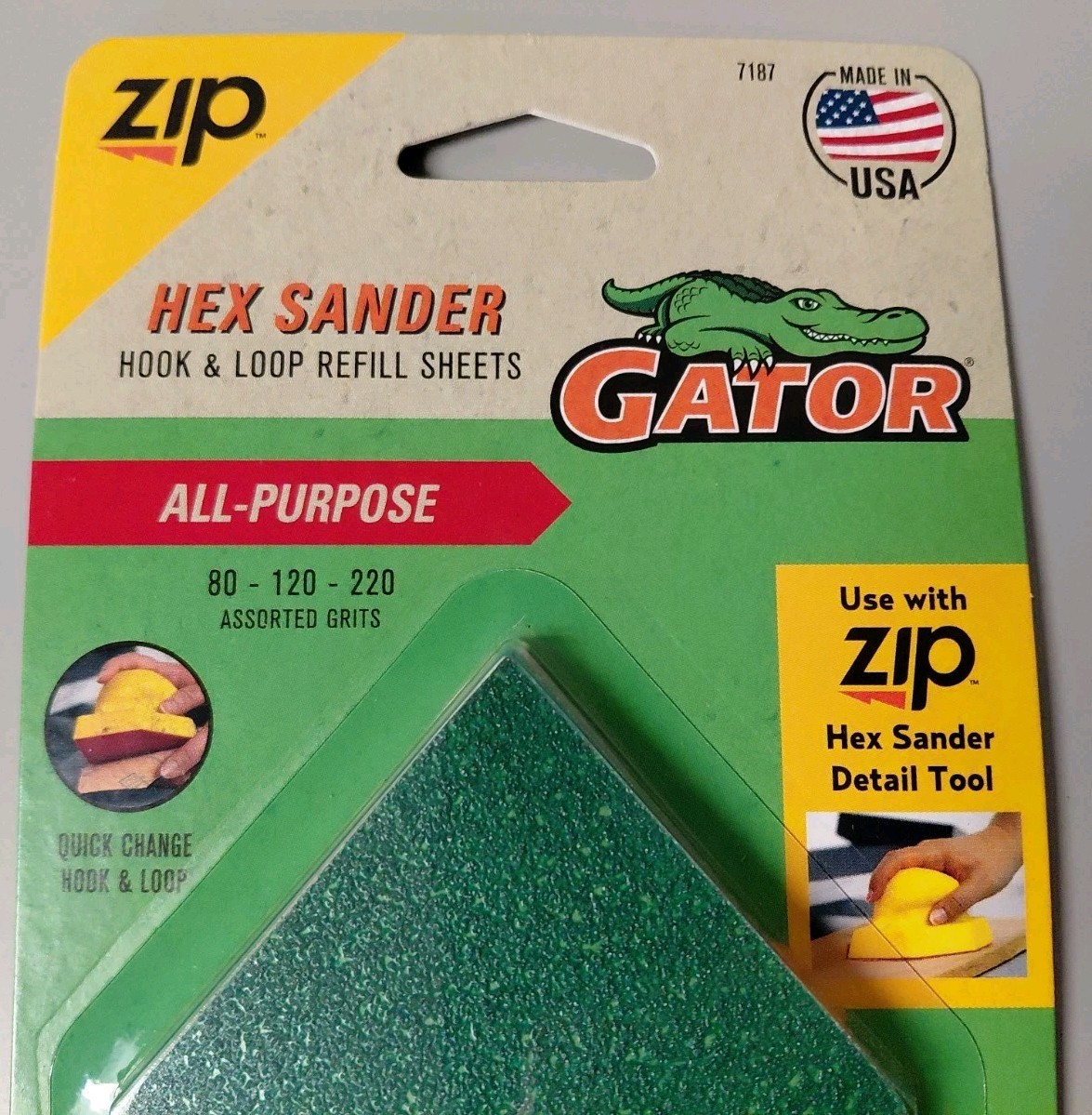 19 Packages Of 6 Sheets Of Gator Zip Hex Assorted Sandpaper, 80 – 120 – 220grit