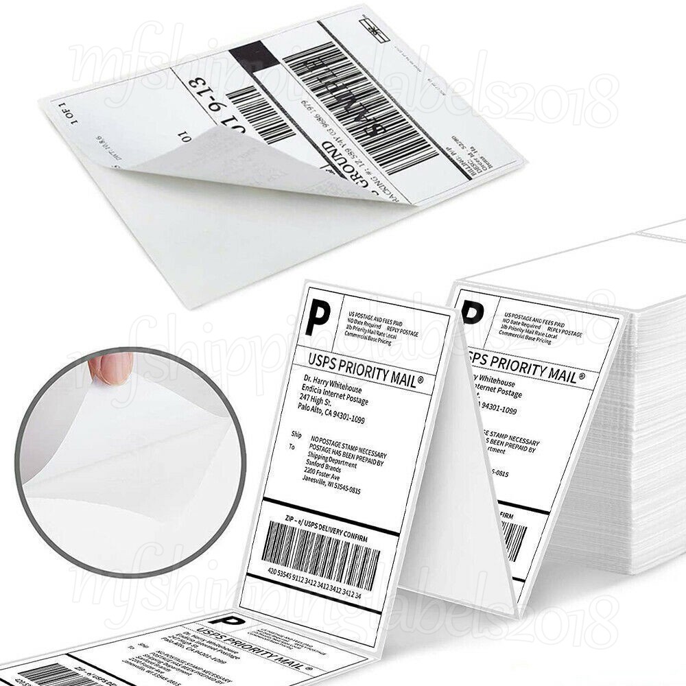 100-10000 4×6 Fanfold Direct Thermal Shipping Labels for Zebra & Rollo Printers