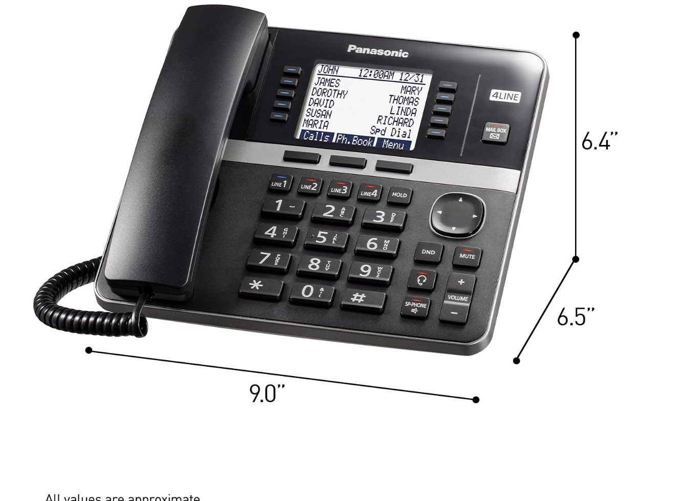 Panasonic Office Phone System Corded Base Station with 4 Lines KX-TGW420B Black