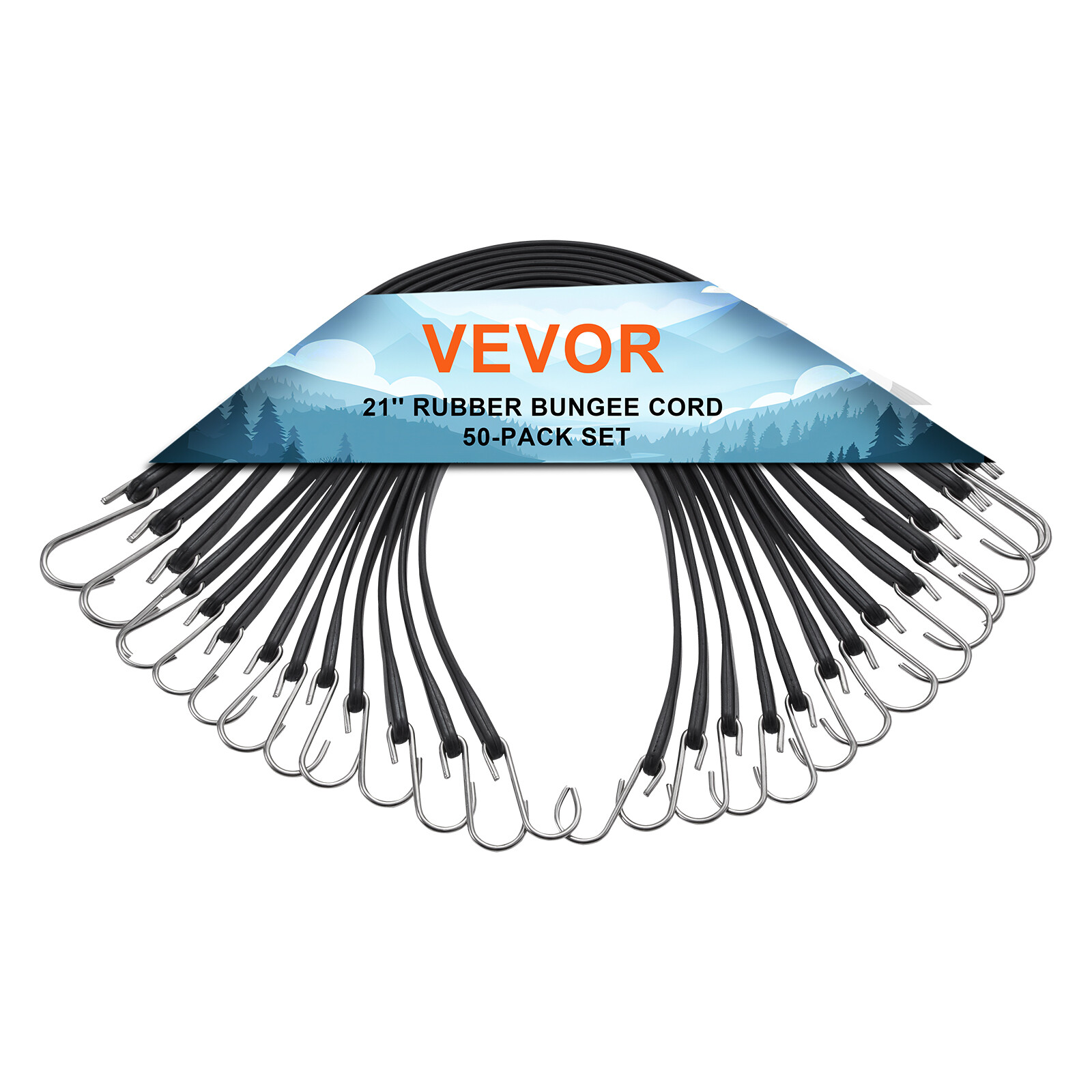 VEVOR 50 Pack 21″ Bungee Straps Set Heavy Duty Rubber Bungee Cord w/S-Hook