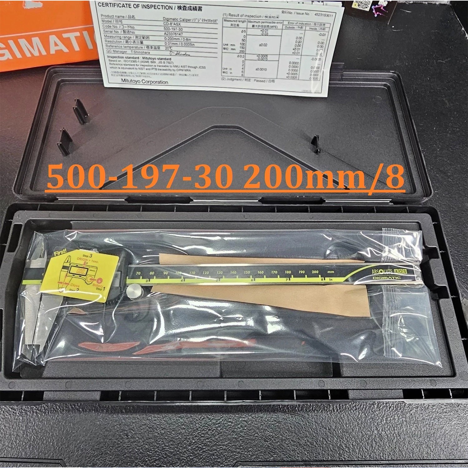 NEW Mitutoyo 200mm/8″ Absolute Digital Digimatic Vernier Caliper 500-197-30 US