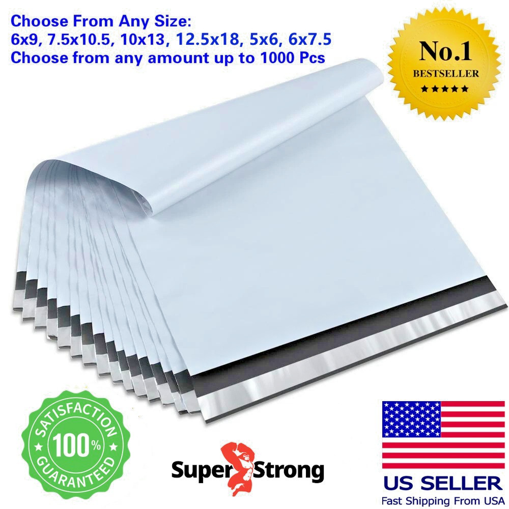 POLY MAILERS Envelopes Self Sealing Plastic Mailing Bags Size 6×9 7.5×10.5 10×13