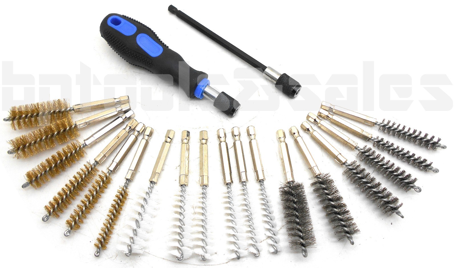 20pc Industrial Wire Brush Set Extra Long Reach Cleaning & Decarbon Brush Kit