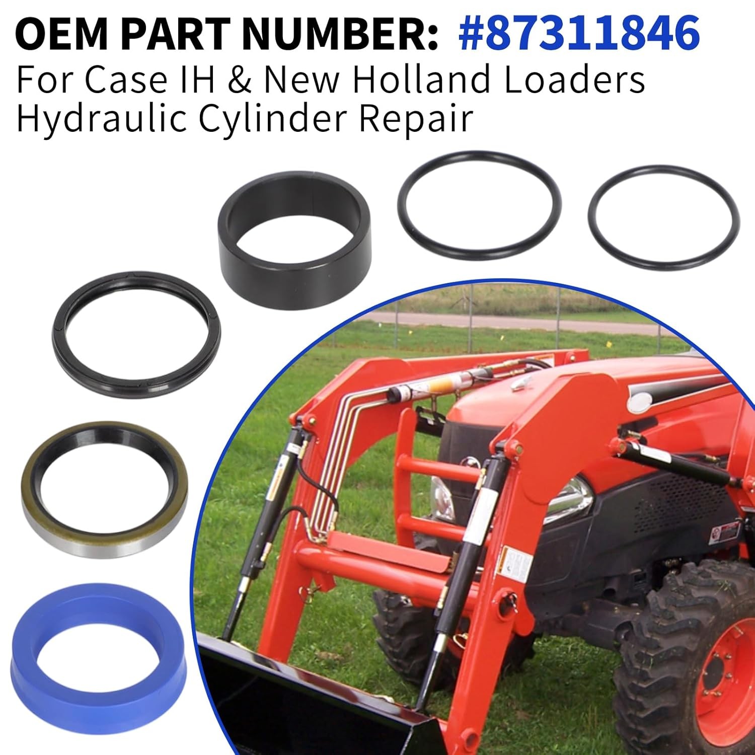 Cylinder Seal Kit 87311846 For Case IH L130 & New Holland Loaders 7308 7108 7106