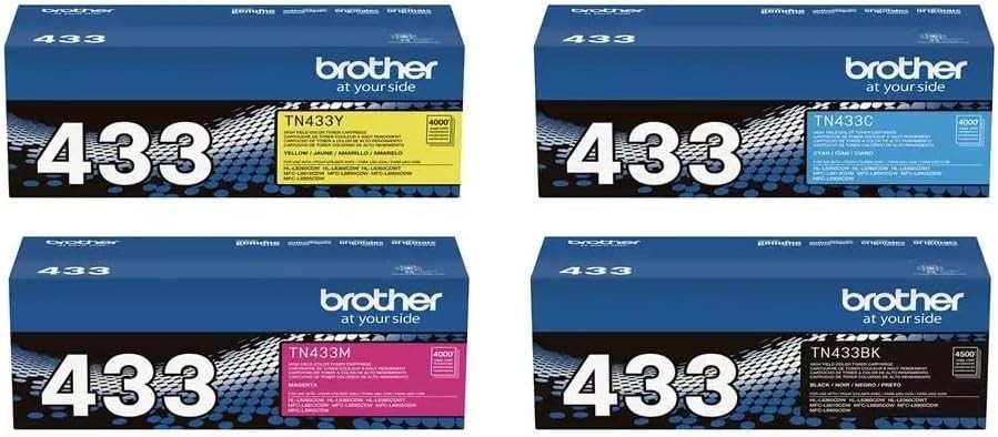 Brother TN433 High Yield Black & Multicolor Cartridge Set – 4 Piece