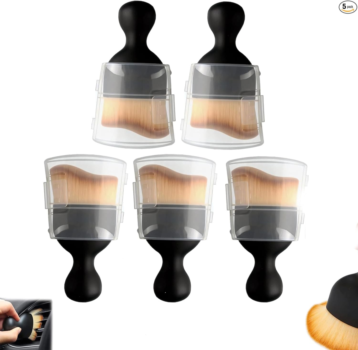 5-Piece Car Interior Cleaning Brush Set for Detailing, Vents, Sofas, Computers &