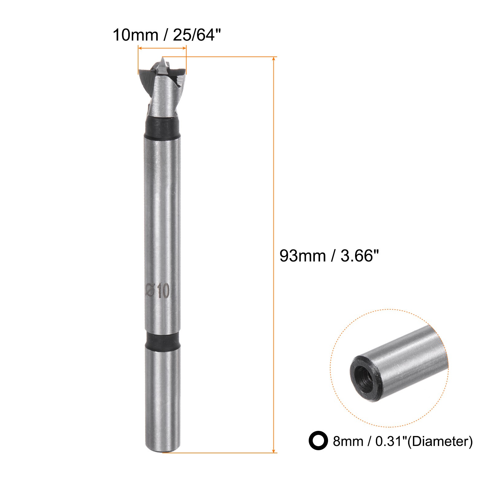 Forstner Drill Bit 25/64″(10mm) Dia Woodworking Drilling Hole Saw Tool