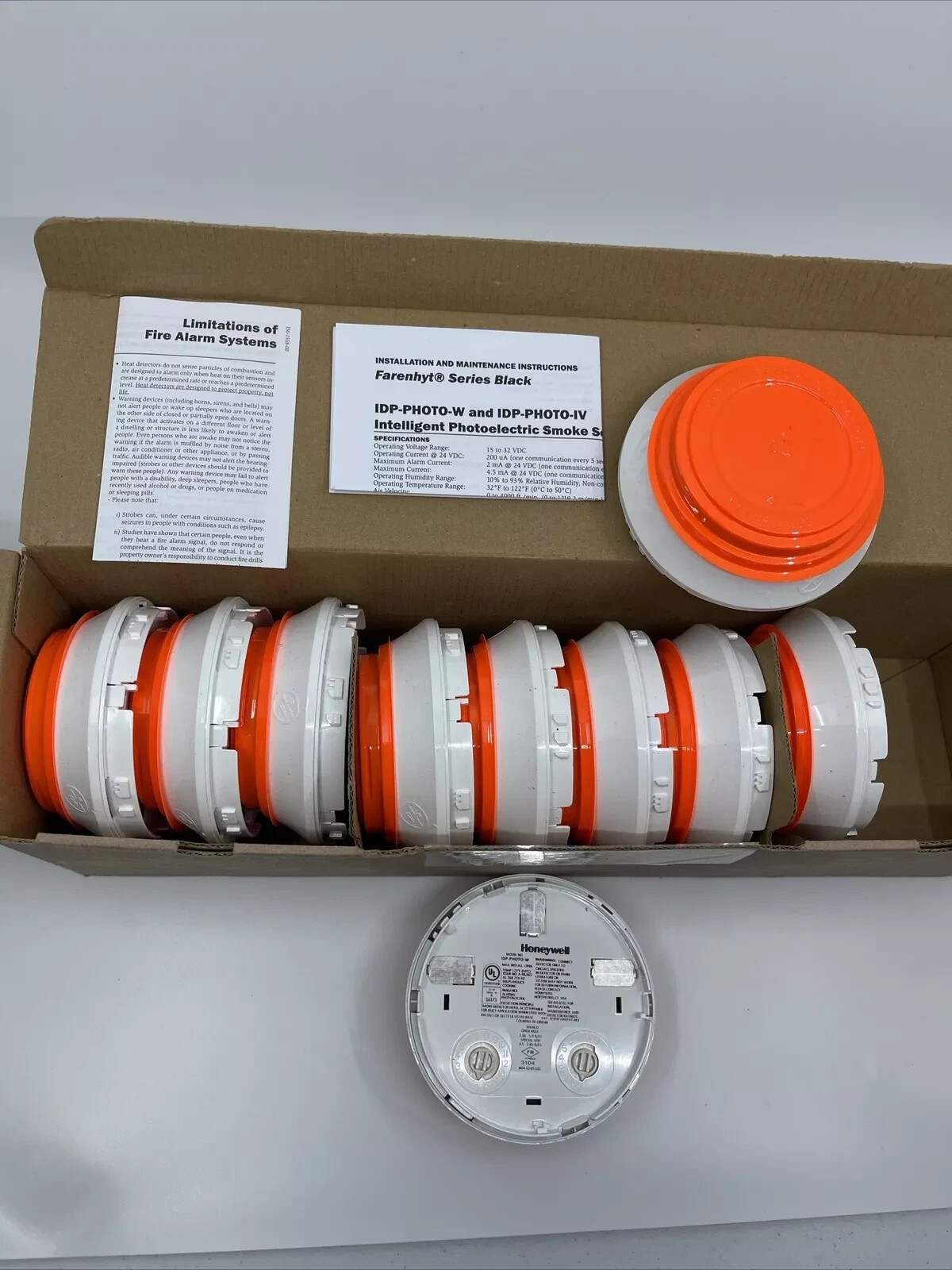 New Set Of 5 Honeywell IDP-PHOTO-W Intelligent Photoelectric Smoke Detector