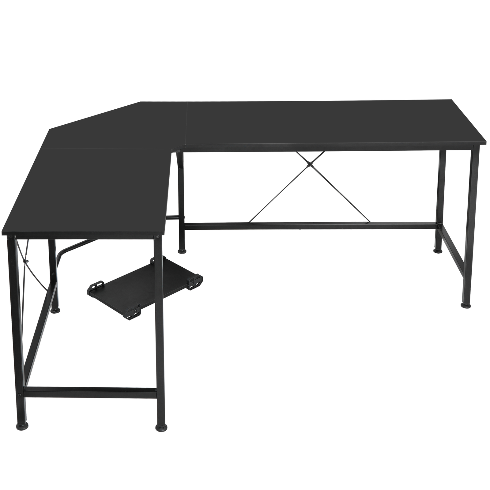 L-Shaped Corner Computer Desk Gaming Desk PC Laptop Table Workstation Black 66″