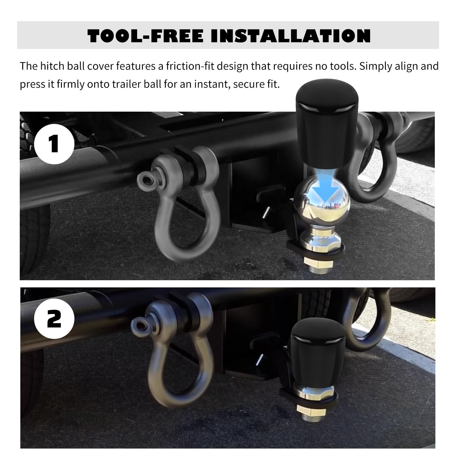 3PCS Trailer Hitch Ball Cover Kit,1-7/8″,2″,2-5/16″ 2.75×2.31×2.31 inch,