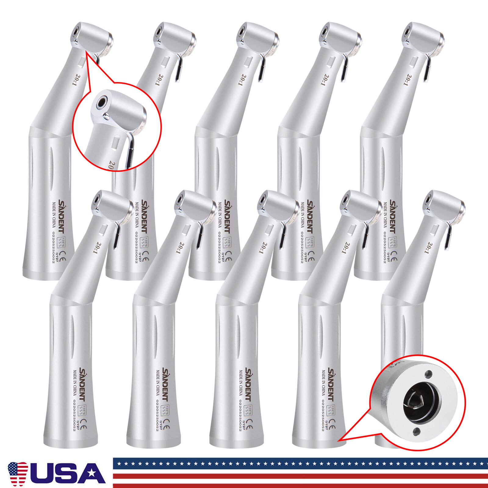 1-10* Dental Implant Reduction 20:1 Low Speed Contra Angle Surgical Handpiece DL