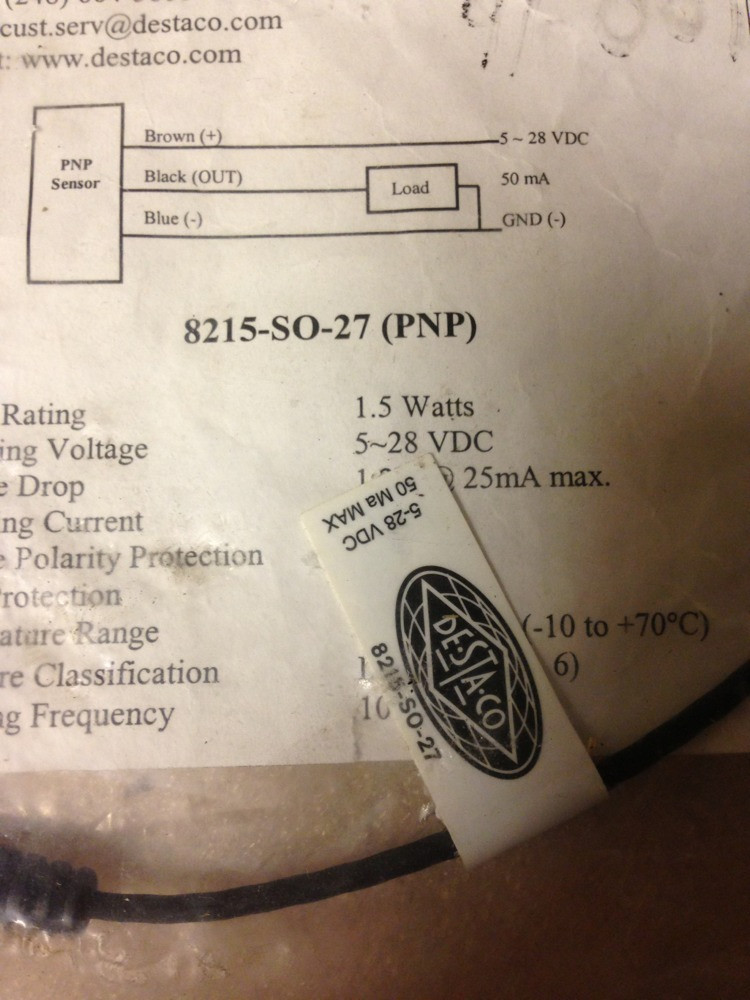 DE-STA-CO 8125-SO-27 HALL EFFECT CLAMPING SWITCHES #1556P