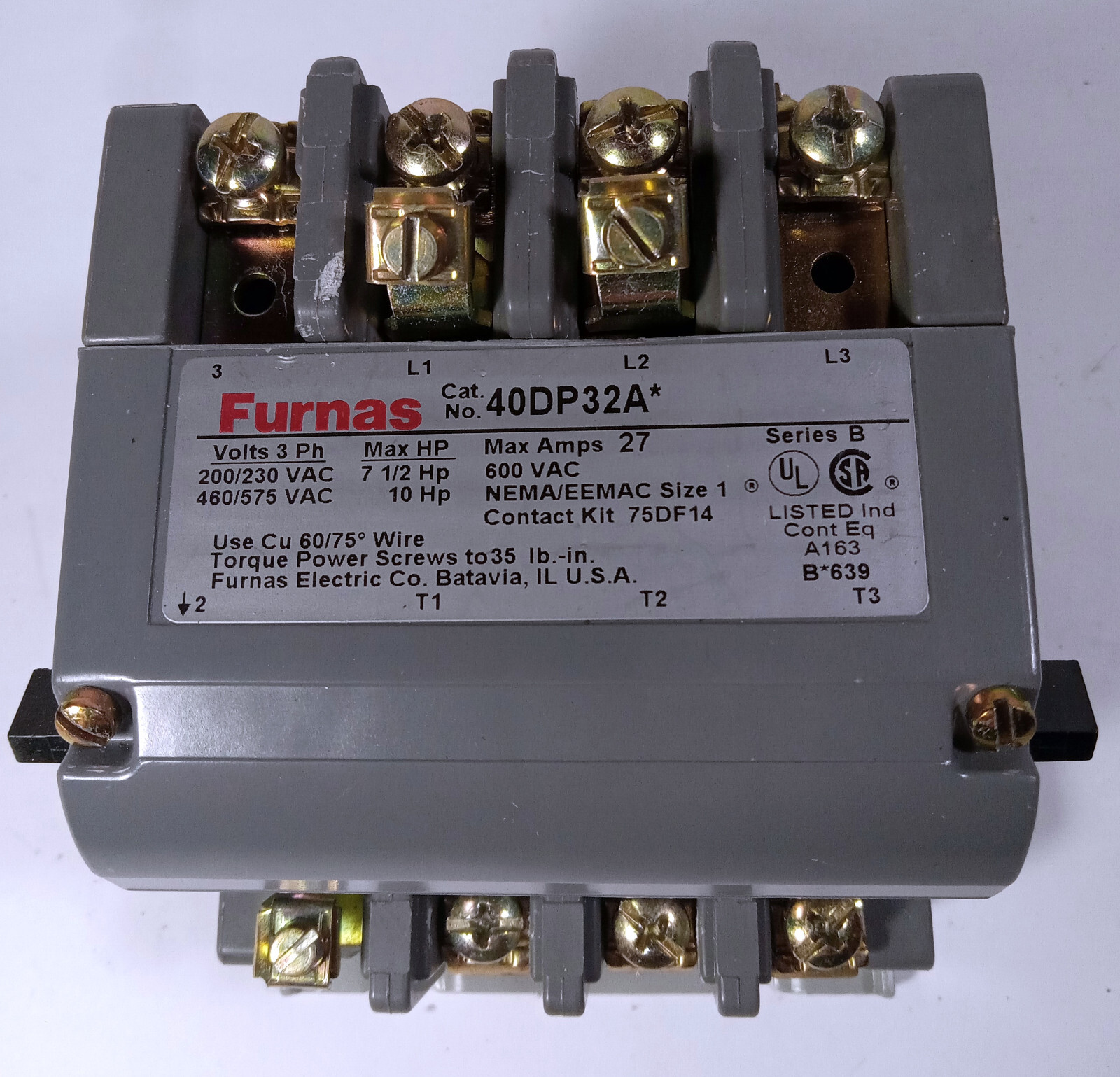 1 USED FURNAS 40DP32A 27AMPS 600VAC LIGHTING CONTACTOR ***MAKE OFFER***
