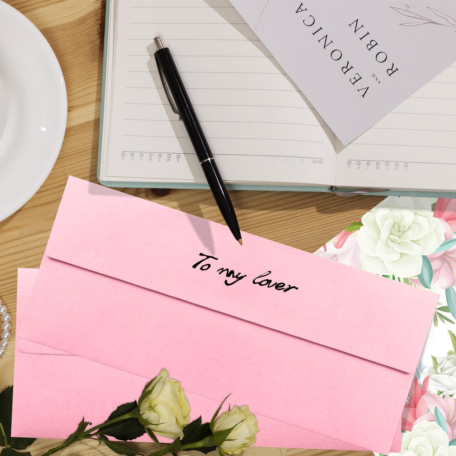 50 Pack Pink #10 Business Envelopes, Standard Envelopes Self 50 pieces,