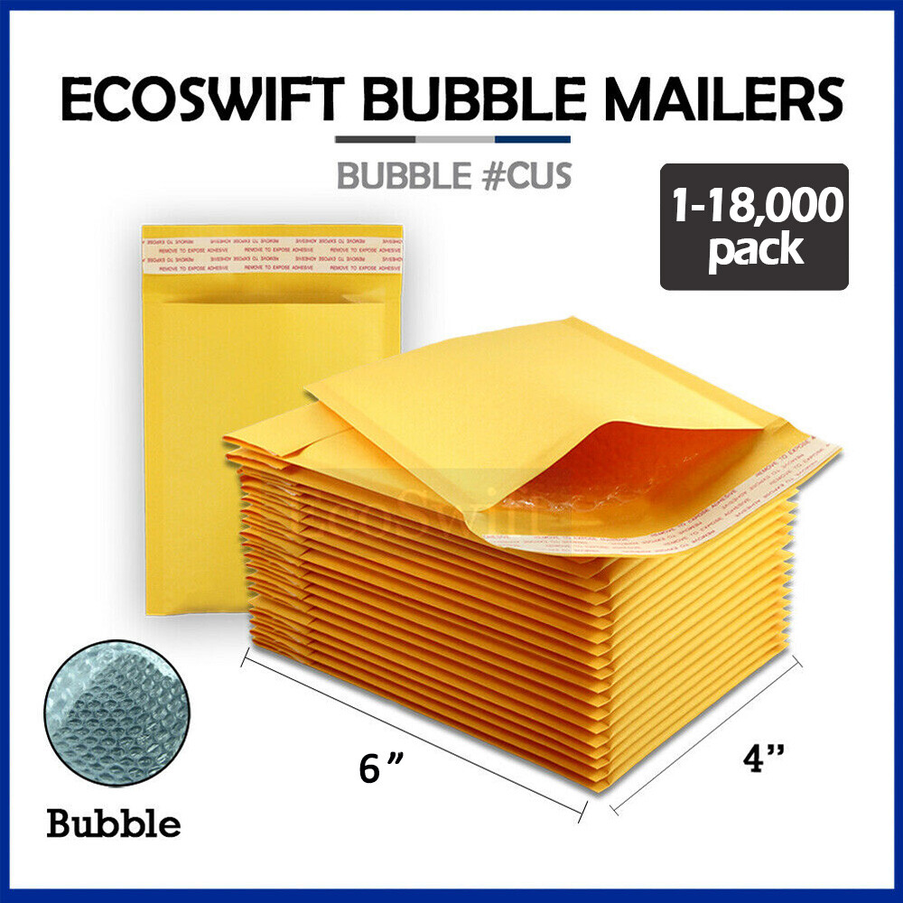 1-18000 #0000 4×6 “EcoSwift” Small Kraft Bubble Mailer Padded Envelope Bag 4 x 6