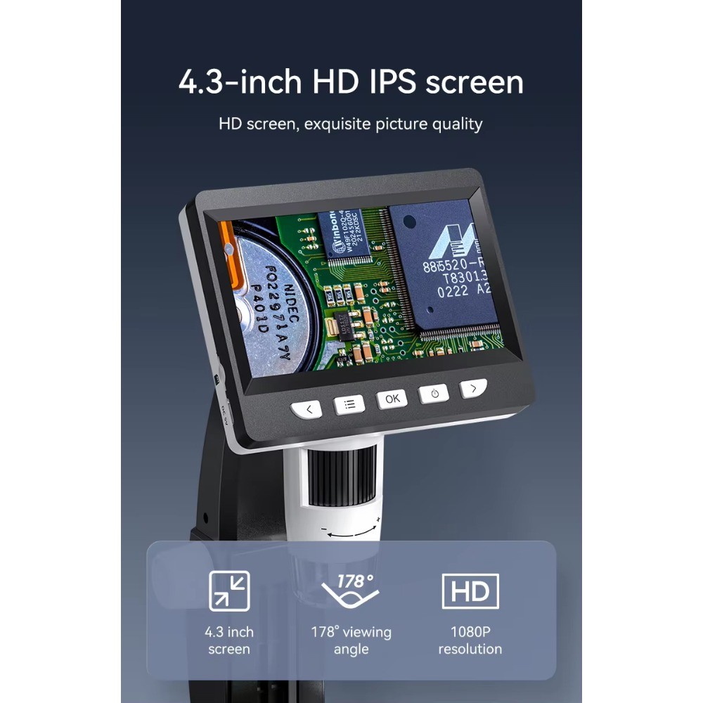 New 4.3 Inch LCD Digital Microscope 1000X HD Magnifier for Circuit Repair