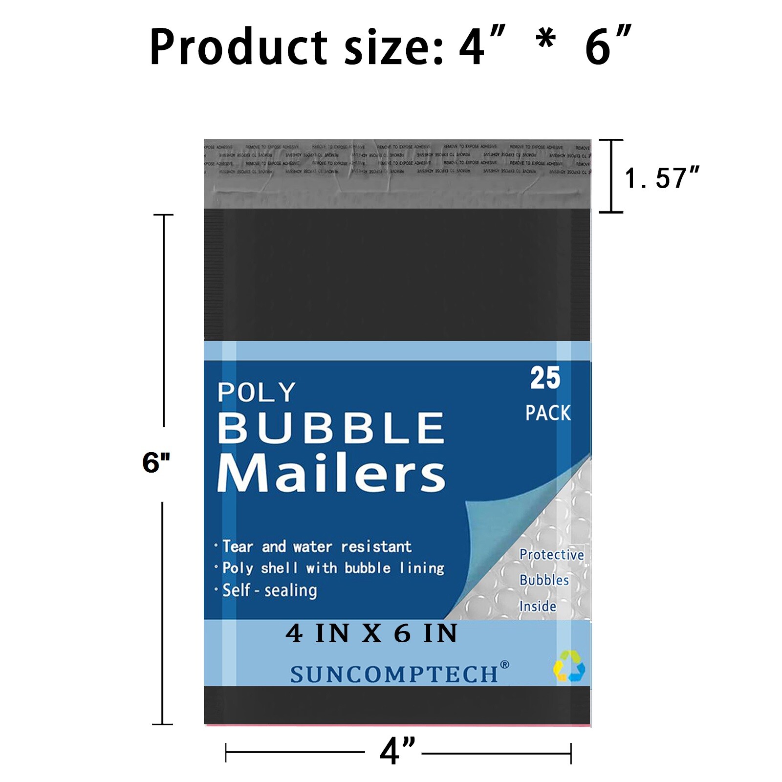 500 #0000 4×6 Color Economy Poly Bubble Padded Envelopes Mailers Bag Black