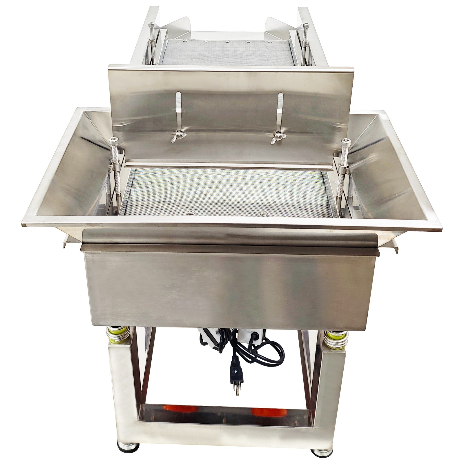 110V Linear Vibrating Screen Stainless Steel 3mm Hole 3000RPM Dual Motor