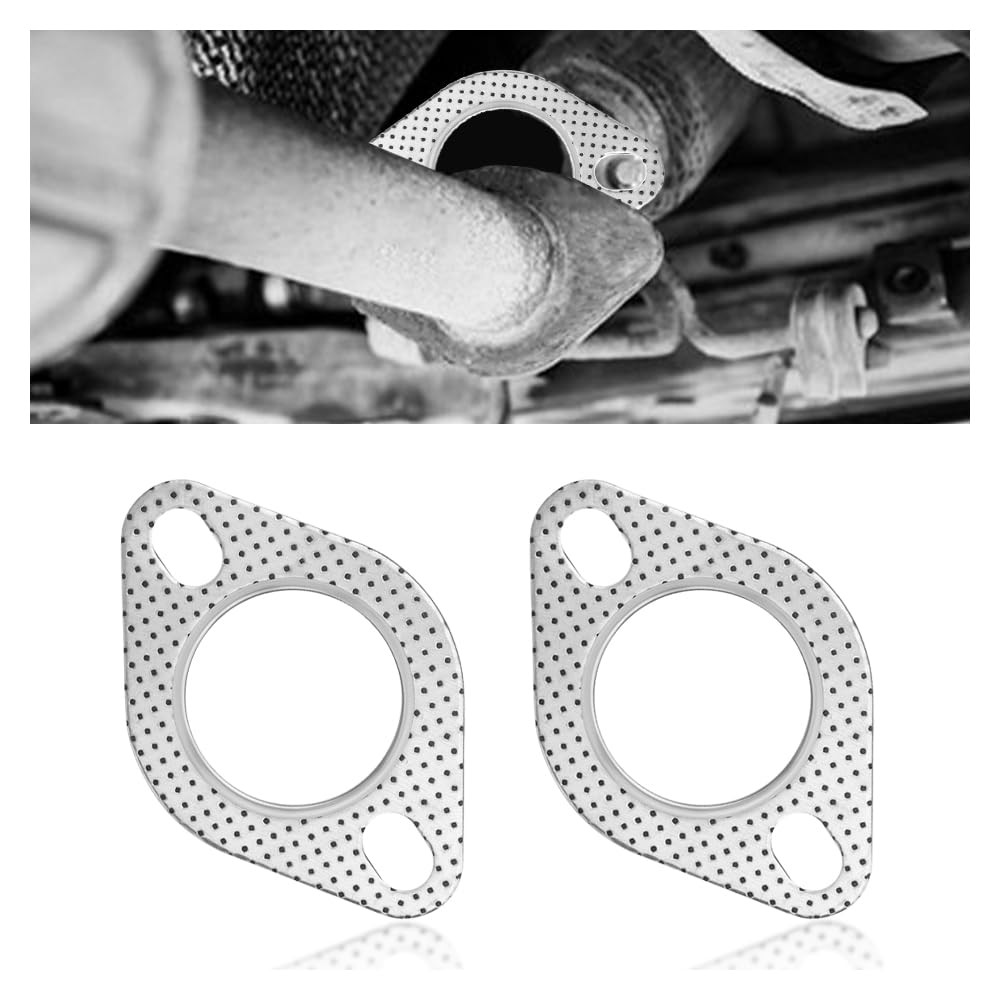 2PCS Car Exhaust Gasket,2.25″ 2-Bolt Exhaust Flange Gasket Car 2.25inch
