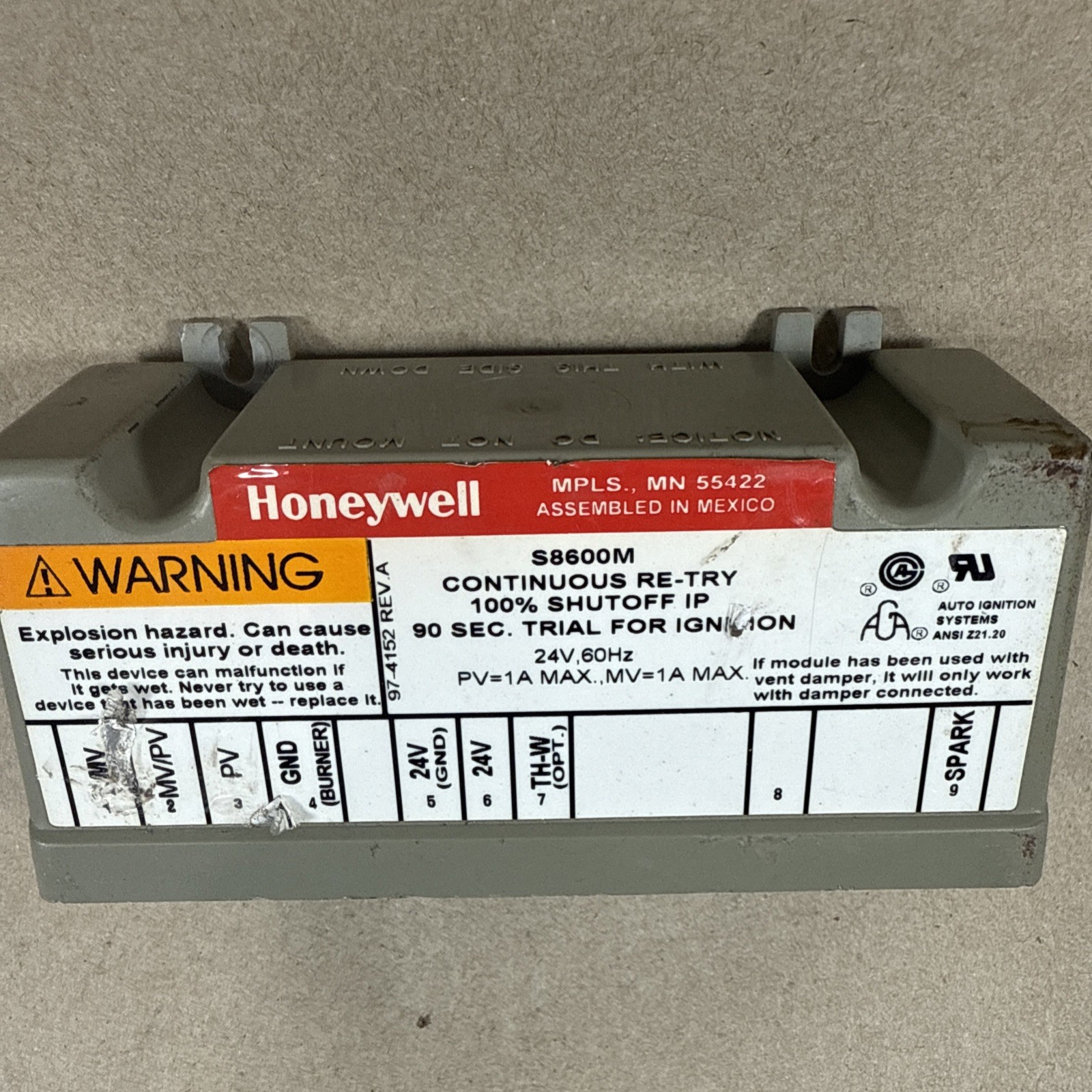 TESTED🔥Honeywell S8600M1005 1Ignition Control Module HQ1011449HW S8600M