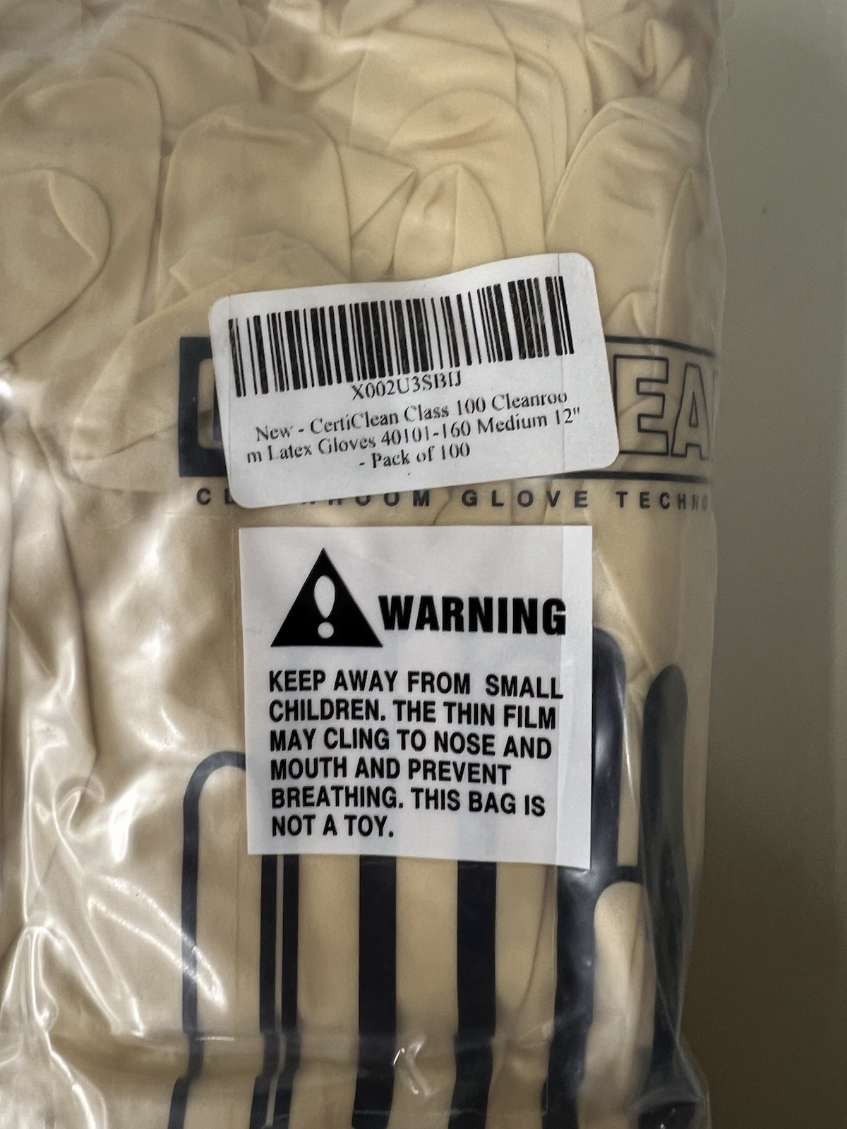 CERTICLEAN® Class 100 Latex Gloves, Pack of 100, Ambidextrous,size M – DOM: 2020