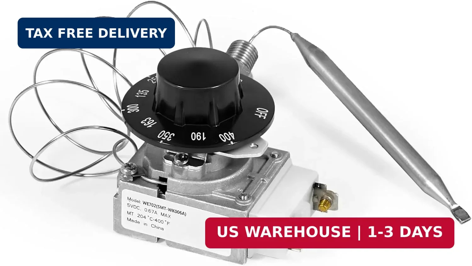 60125401 Deep Fryer Thermostat with Knob Switch, Millivolt Thermostat RX-1-36, 1