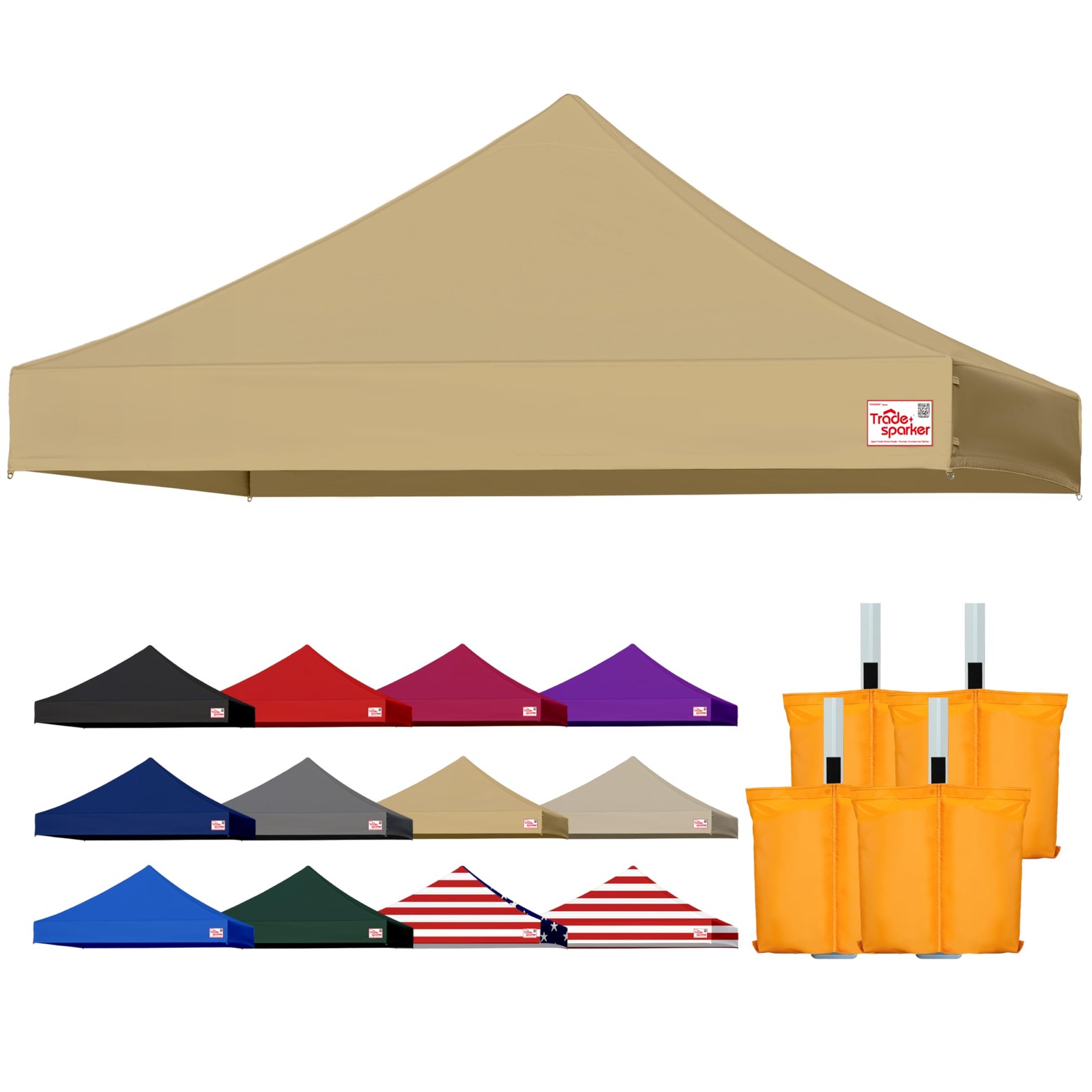 Tradesparker 10X10 Commercial Pop Up Canopy Replacement Top-Windproof