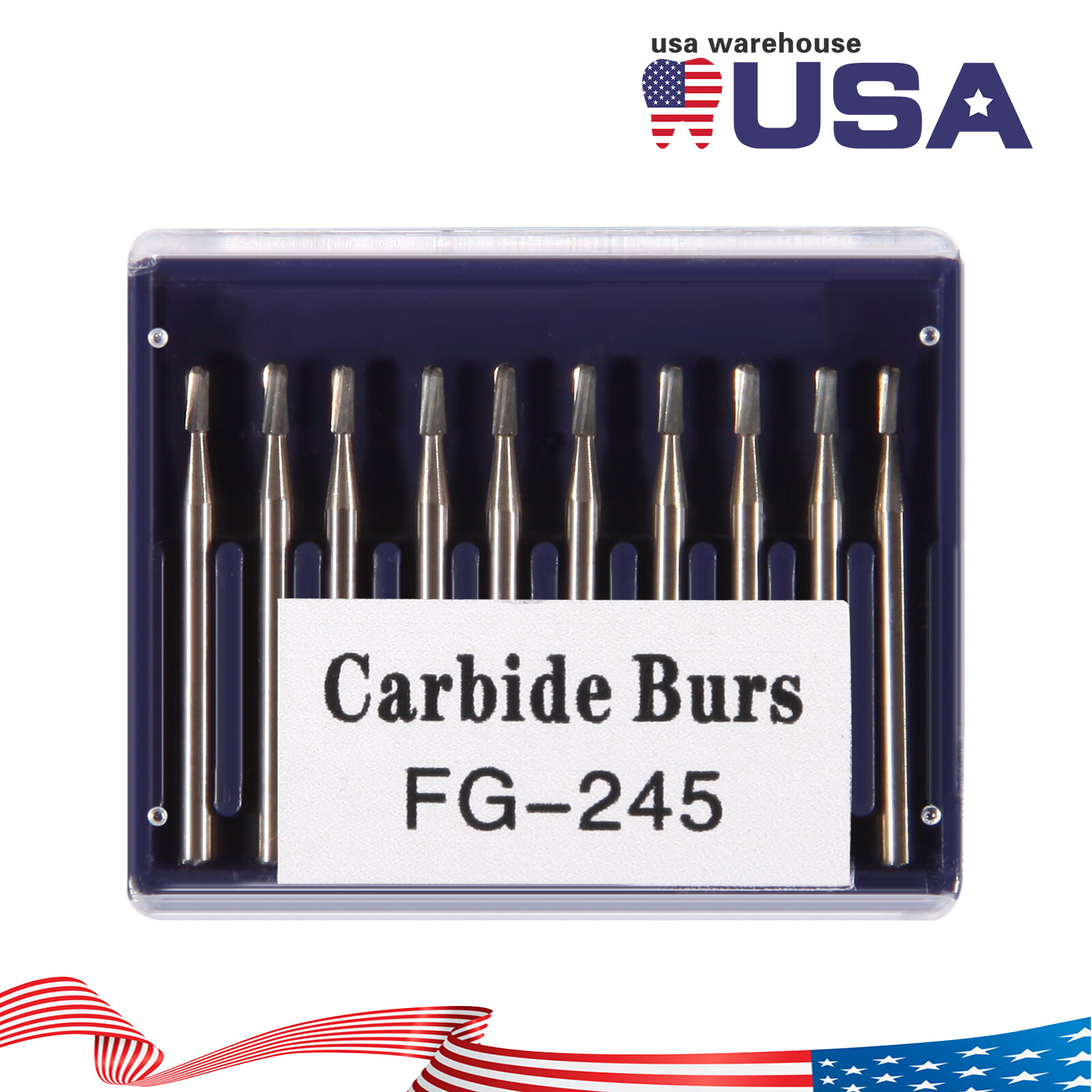 10Pcs Dental FG 245 Tungsten Carbide Burs Pear-Shaped For High Speed Handpiece