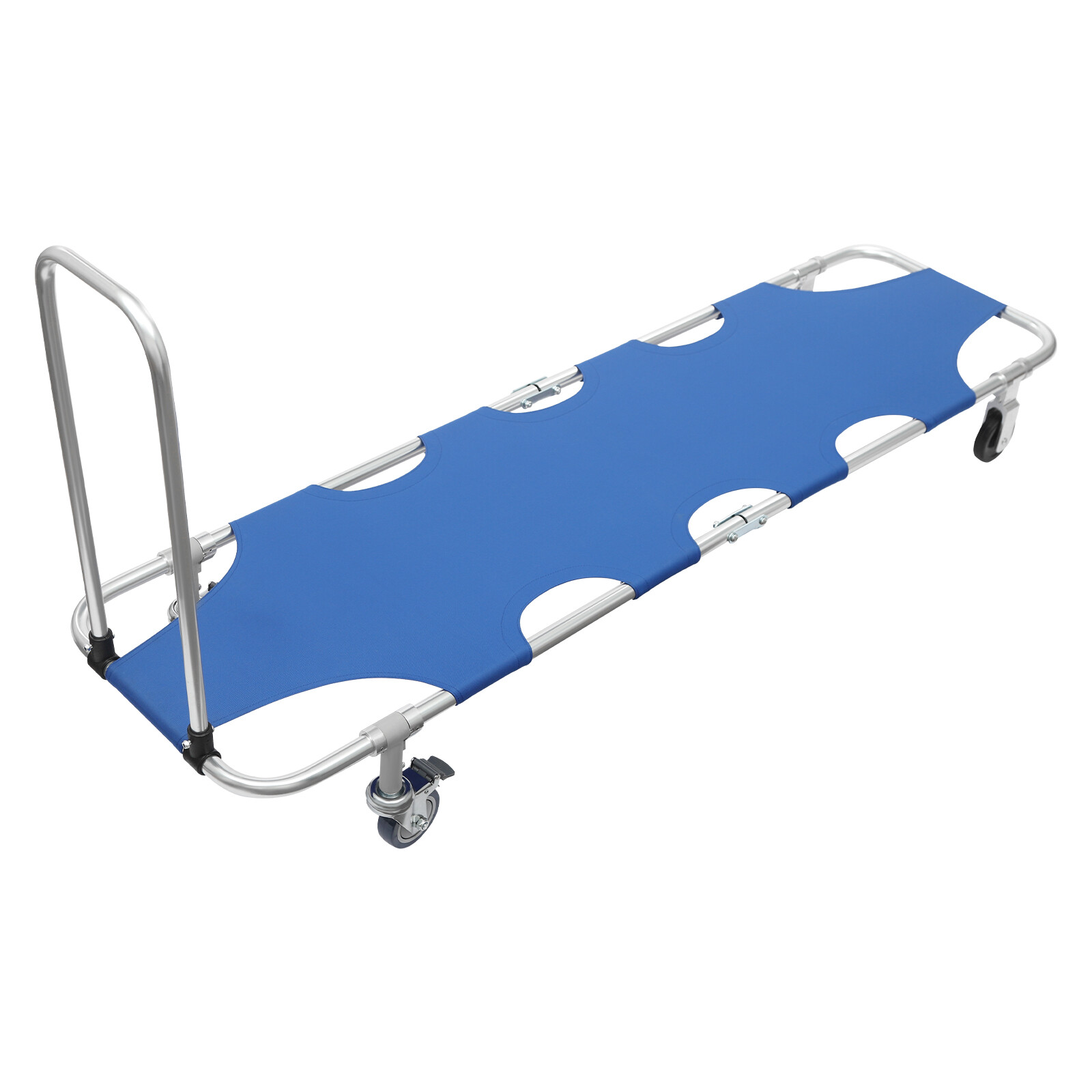 350lbs Folding Stretcher for Medical Emergency with Trolley 4 Wheels & Straps
