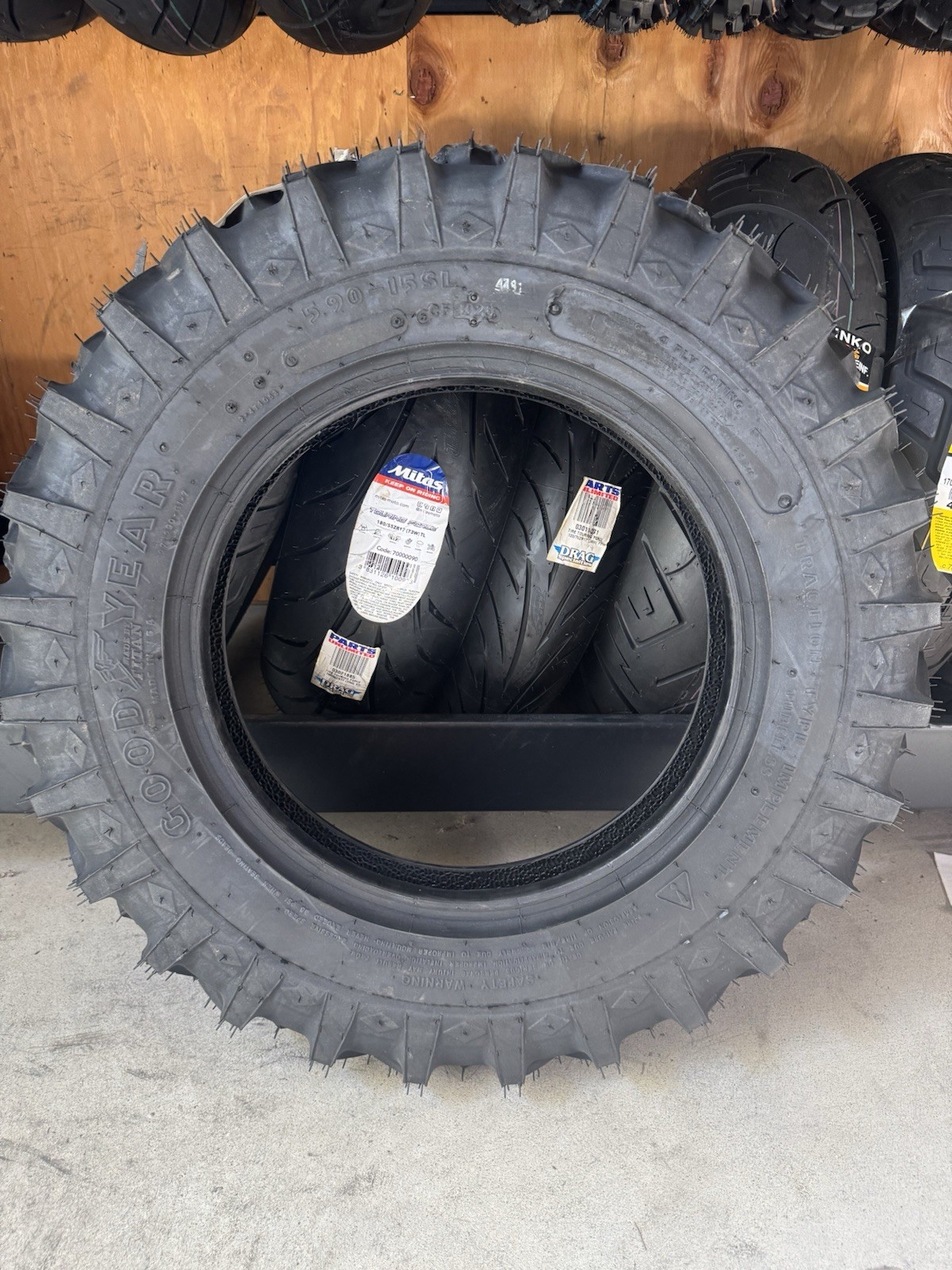 New 5.90-15 Goodyear I-3 Traction Farm Implement Tire Hay Rake Trail Bikes Etc.
