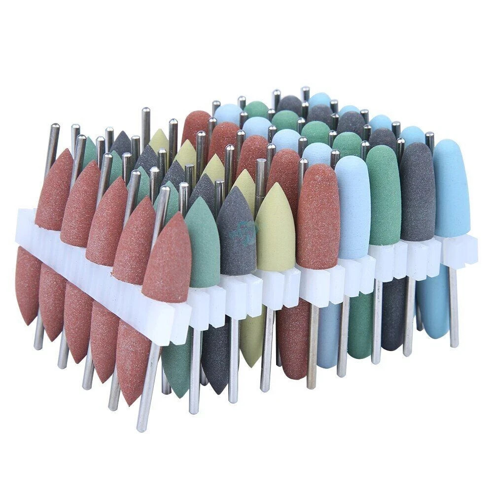 50 Pcs Dental Lab Silicone Rubber Polishers Diamond Polishing Burs Shank 2.35mm