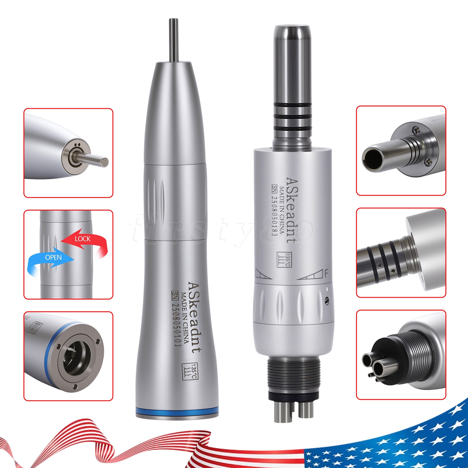 Dental Slow Low Speed Handpiece Push Contra Angle/Air Motor NSK Style 2/4 Holes