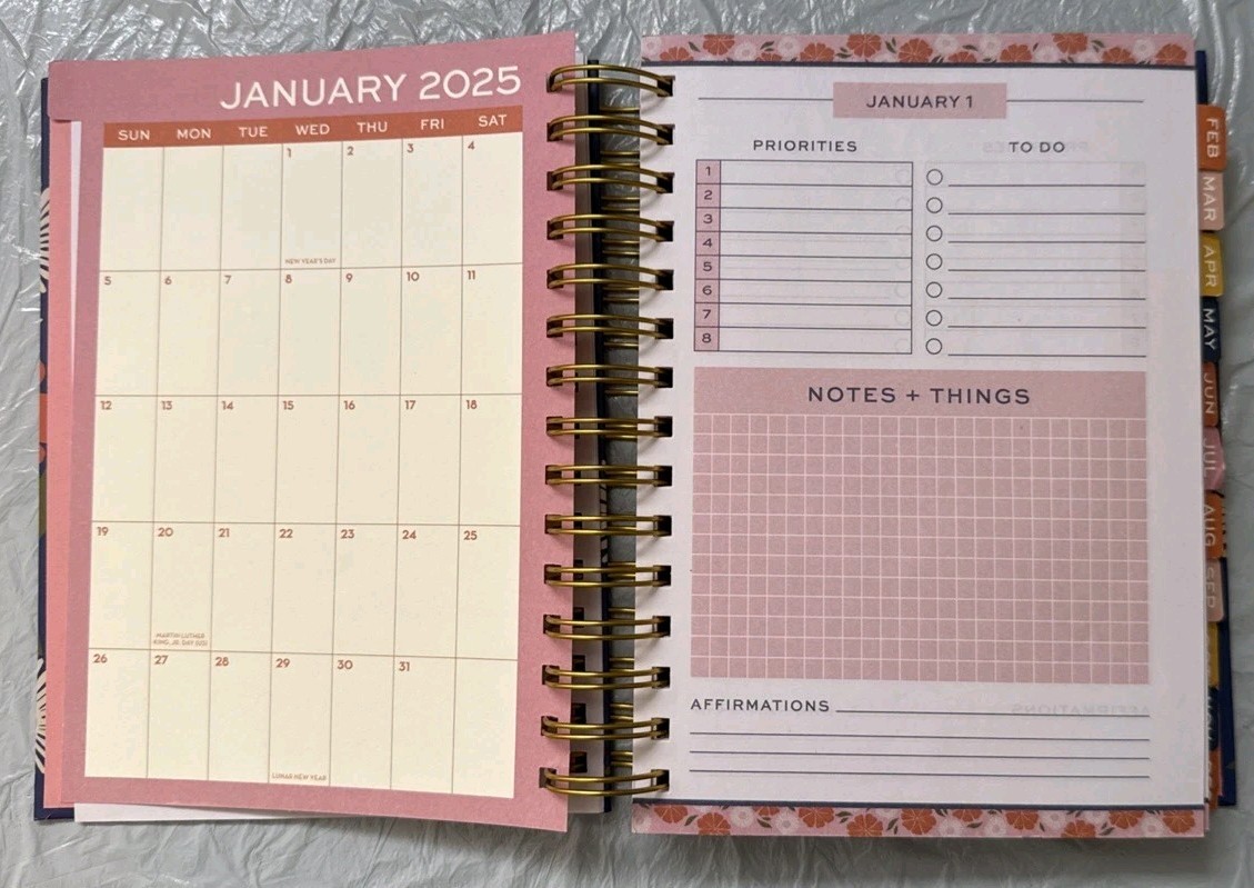 2025 Daily Planner Live In Full Bloom Clean New Pages FREE SHIPPING
