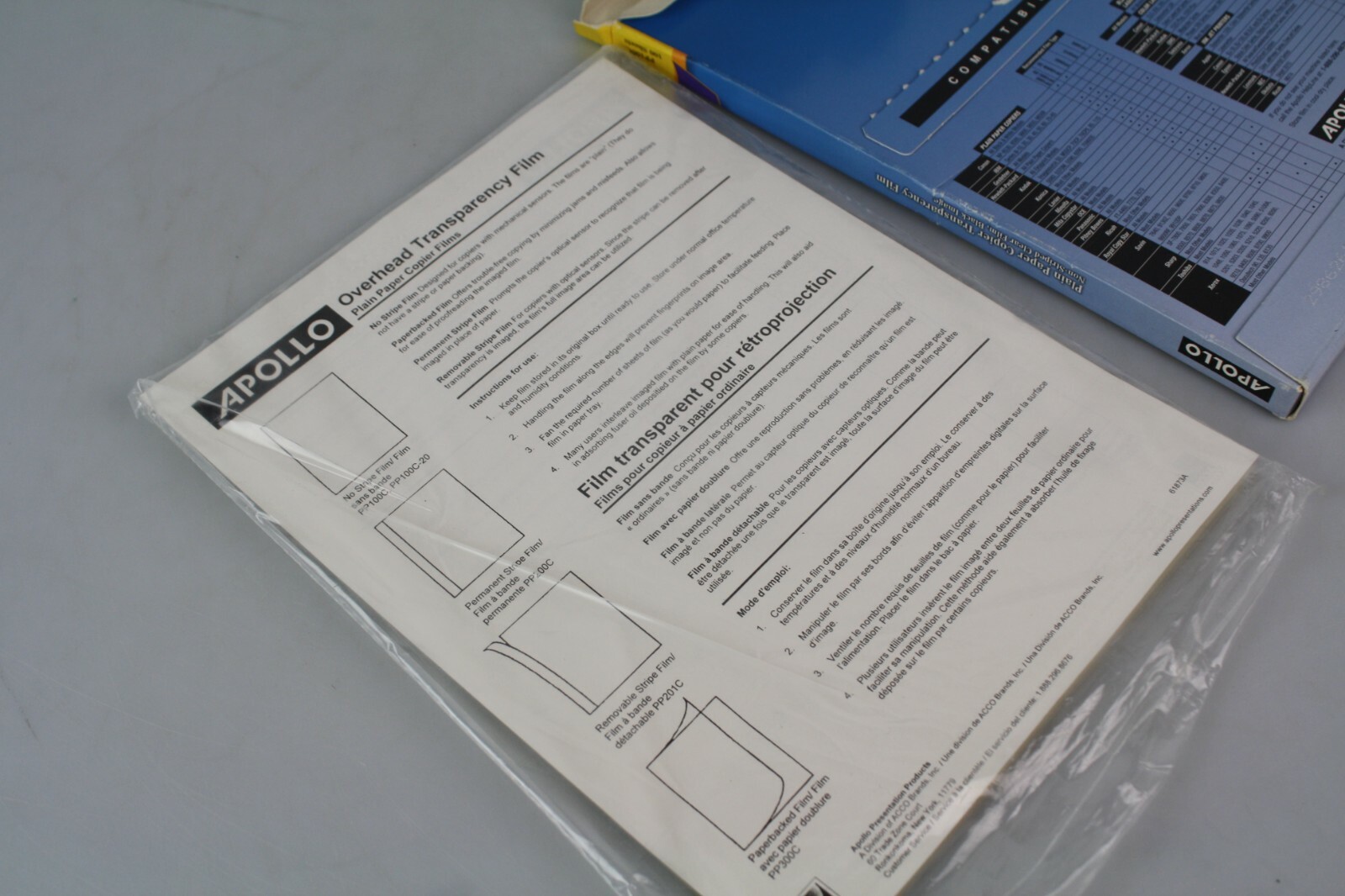 Apollo Transparency Film – Letter – 8.50″ X 11″ – 45 / Box – Clear (PP100C)