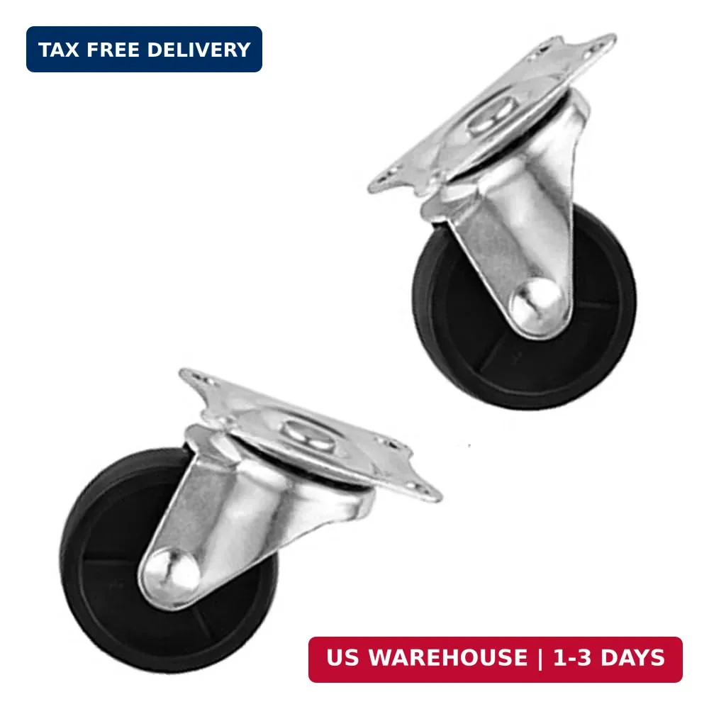 4 Pack Quiet 1″ Rubber Wheels with Plate Mount – Perfect for Trolleys & Carts