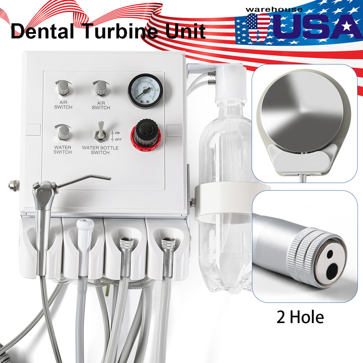 Dental Fiber Optic LED High Speed Handpiece/Portable Dental Turbine Unit 2/4Hole