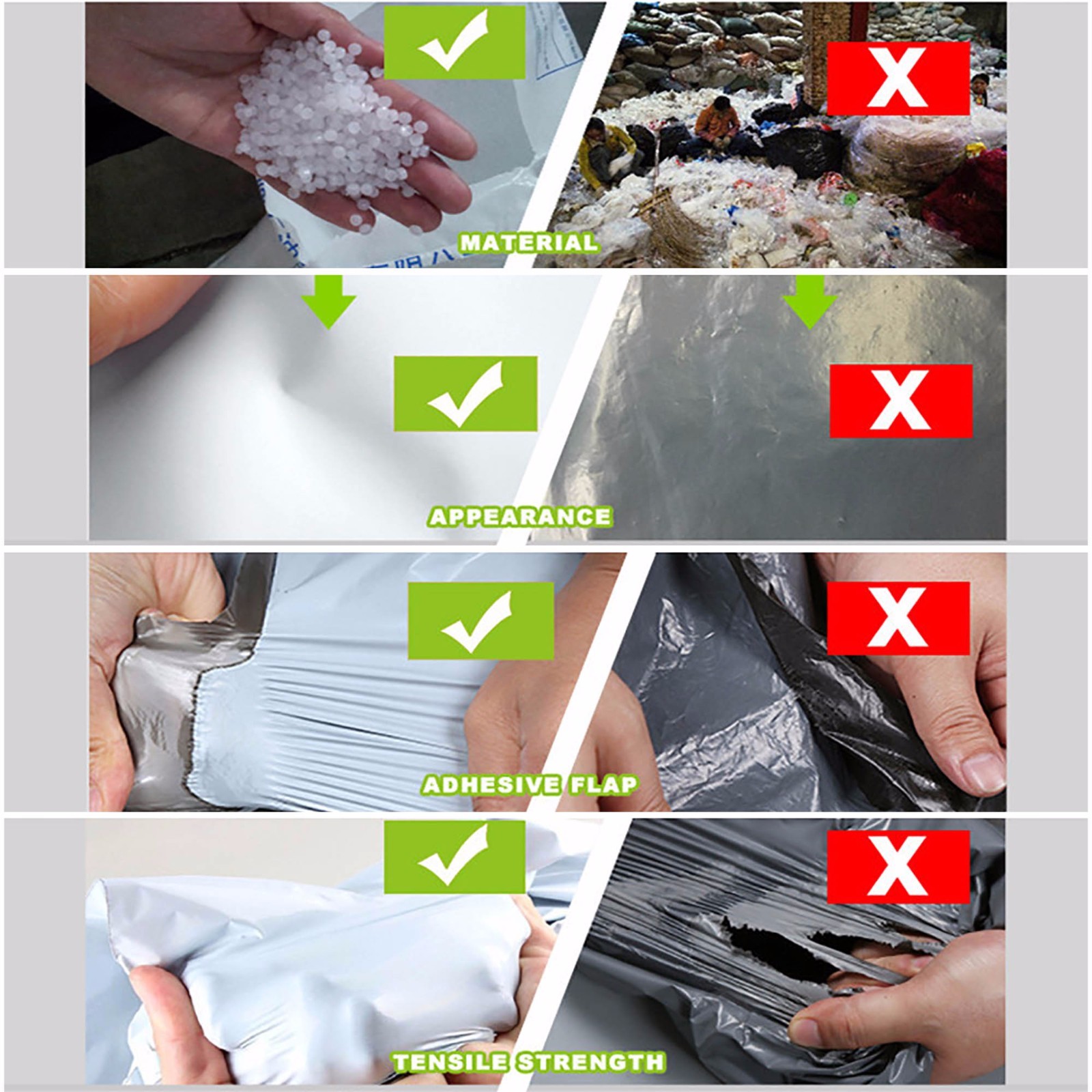 100 7.5×10.5 Premium Plastic Flat Poly Mailers Shipping Bags Envelopes 2 MIL