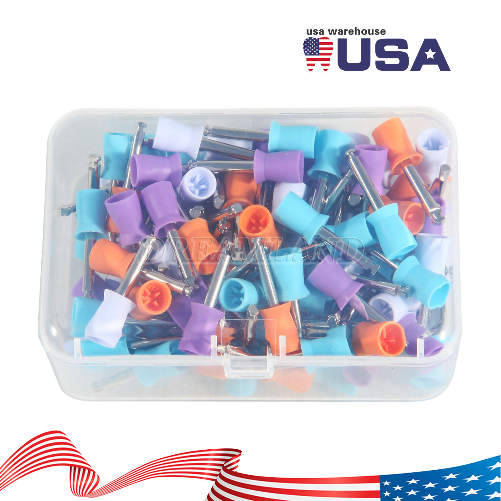 Disposable Dental Prophy Polishing Cups Latch Type Rainbow & White
