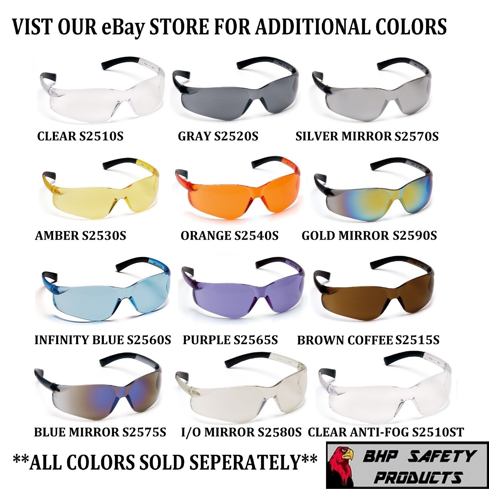 PYRAMEX ZTEK SAFETY GLASSES I/O MIRROR INDOOR/OUTDOOR LENS WORK S2580S (12 PAIR)