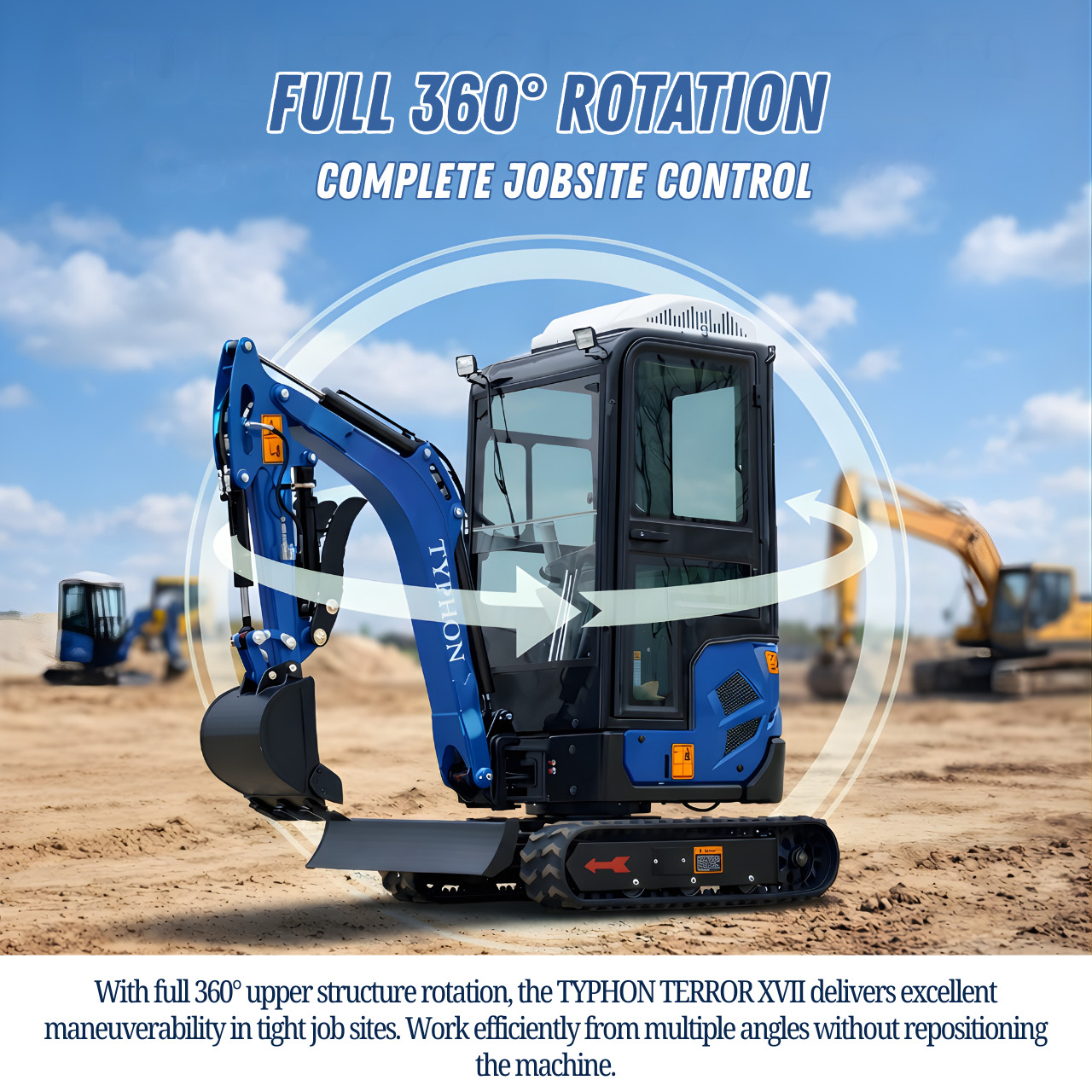 TYPHON TERROR XVII Cabin Mini Excavator 4000lb Kubota D902 with 13 Attachments
