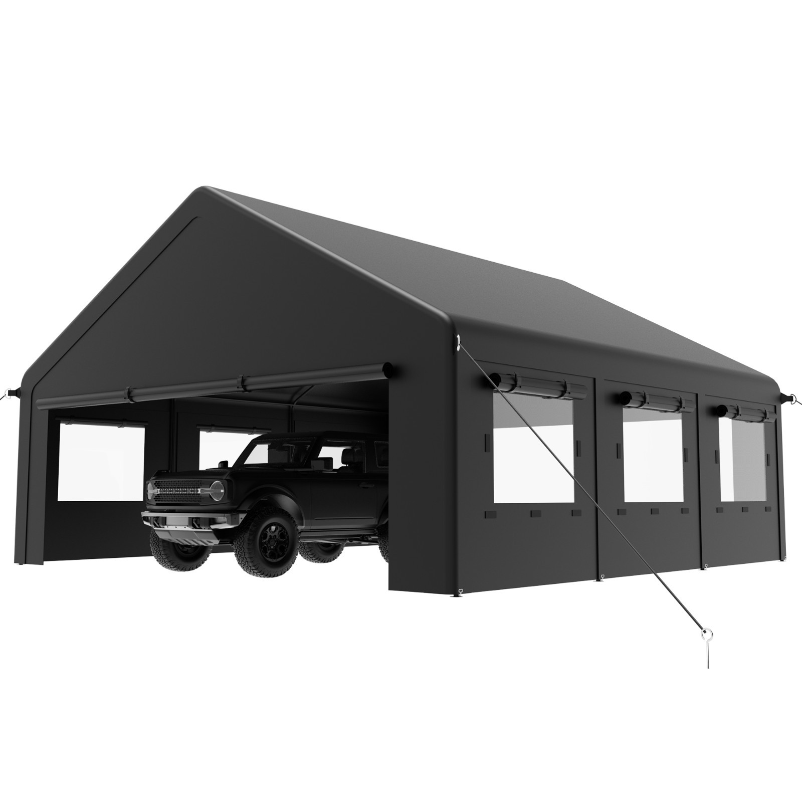 20’x20 ‘Outdoor Carport Canopy, Portable Garage Shelter with Side-Opening Door