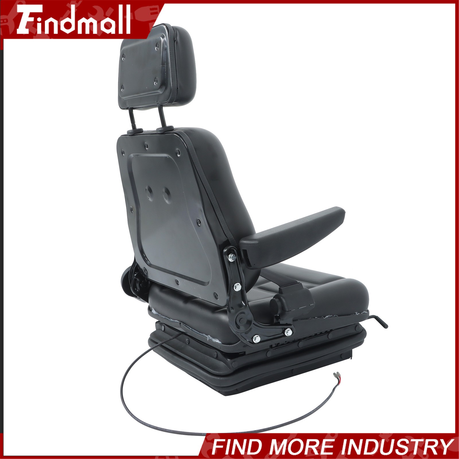 FindmallForklift Tractor Seat Suspension Adjustable Backrest Armrest Safety Belt