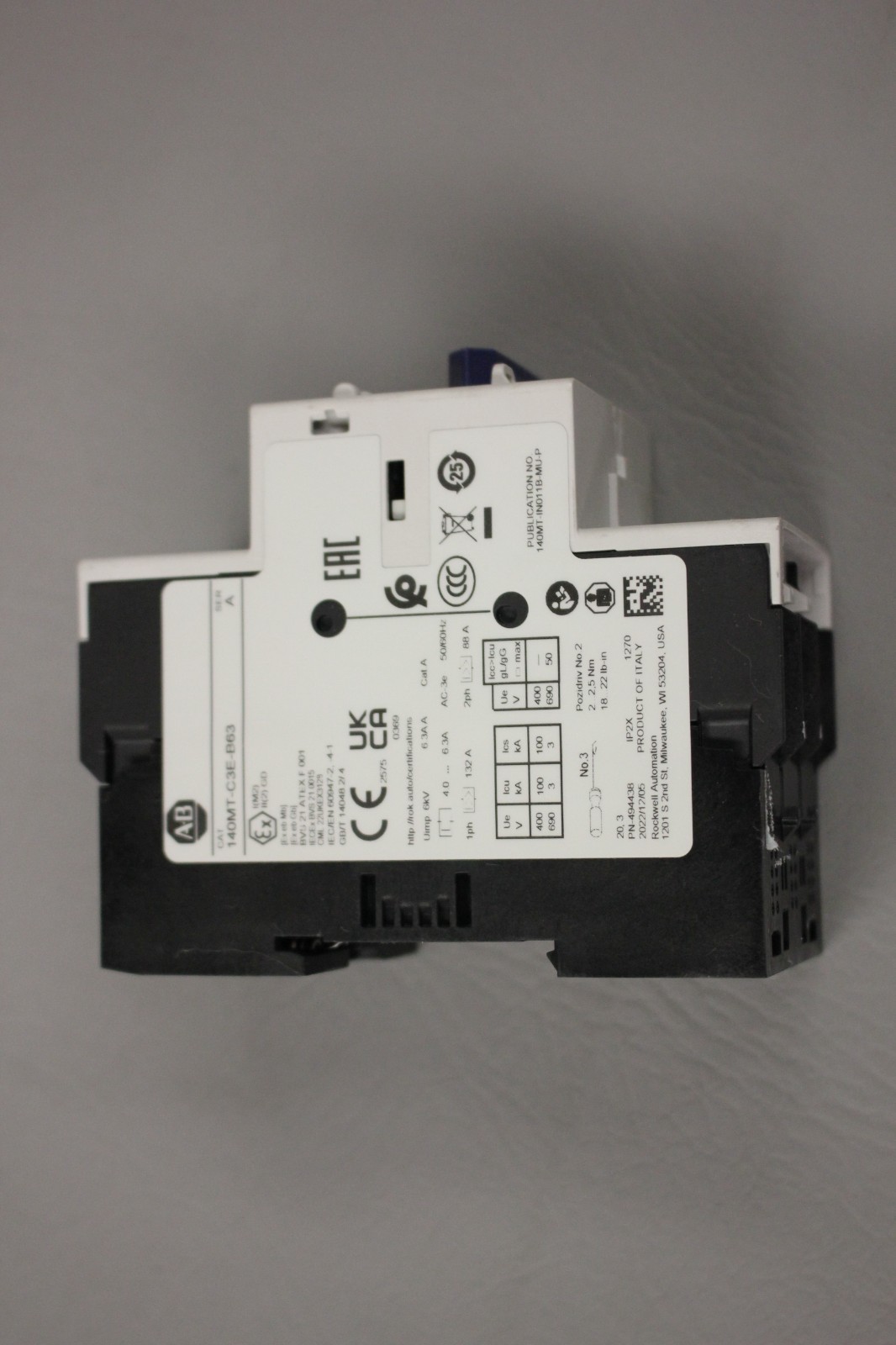 ALLEN BRADLEY 140MT-C3E-B63 MOTOR STARTER CIRCUIT BREAKER