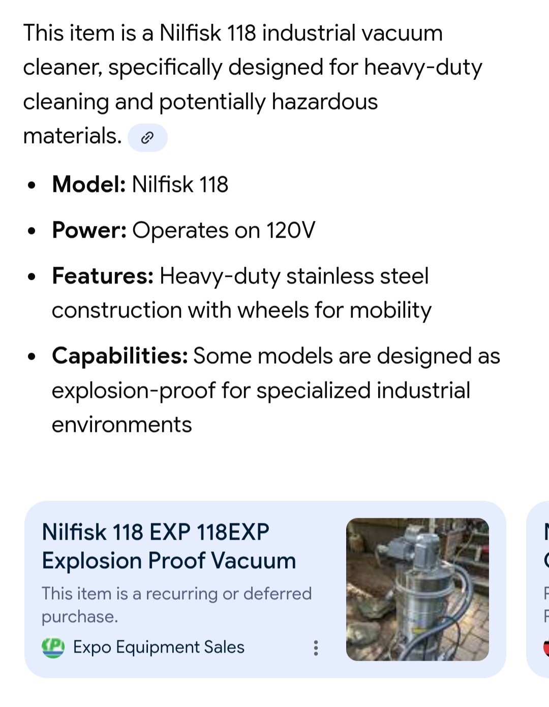 Nilfisk 118 Industrial Vacuum