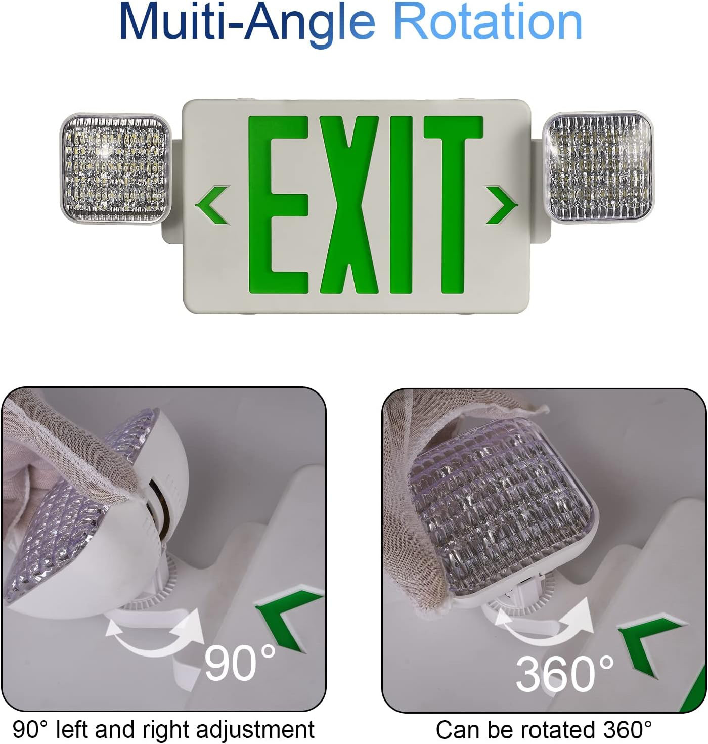 2-pack LED EXIT Sign Light Combo with Emergency back up UL-94V-0 in Green