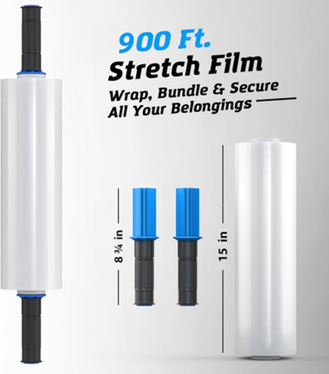 15″ x 900FT 80 Gauge Pallet Wrap Stretch Film Shrink Hand Wrap 1 to 4 Rolls